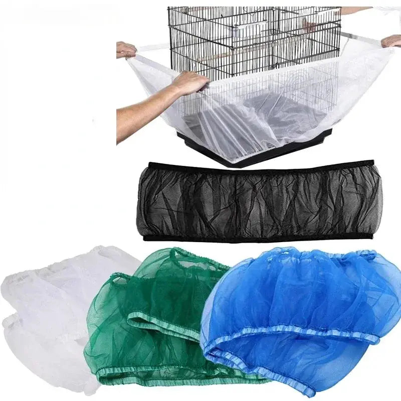 Simples Market mesh bird cage cover set with four color nets (white, black, green, blue) for easy cleaning