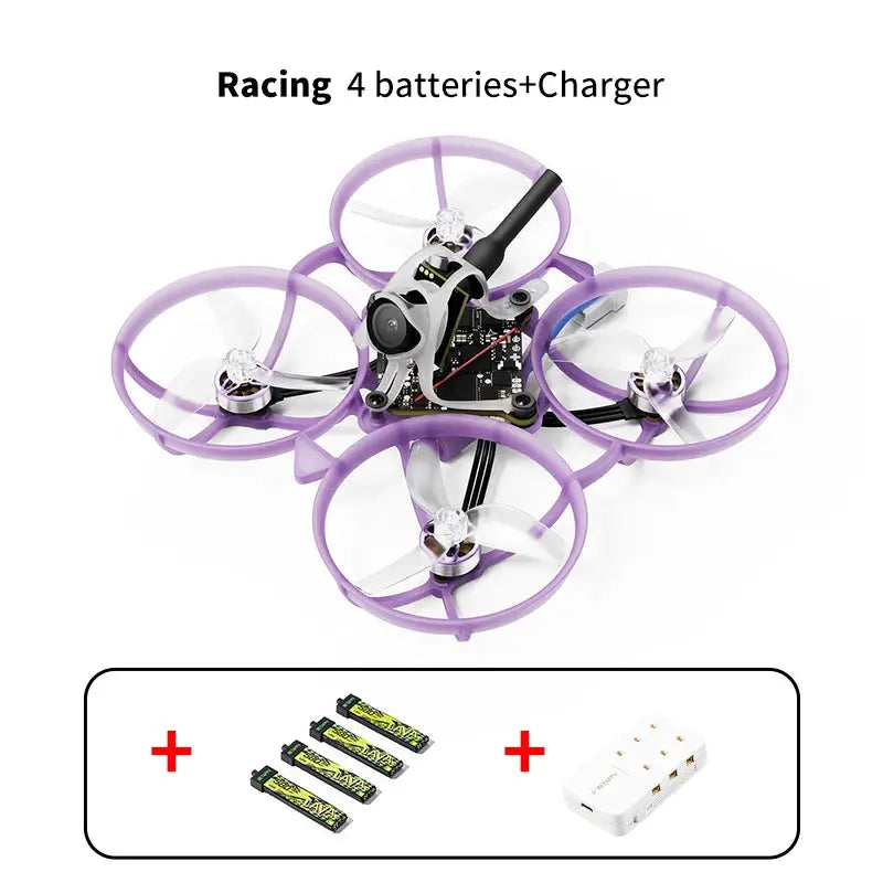 BETAFPV Air75 II ultralight racing quadcopter with purple frame by Simples Market; includes 4 batteries and charger