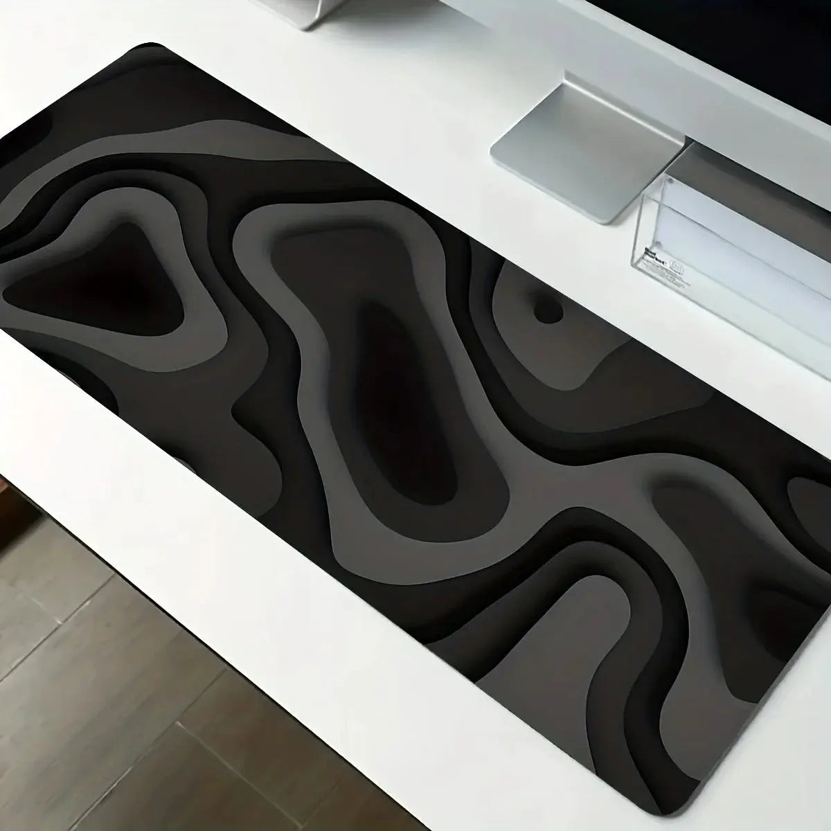 Black Gray Swirl Design Large Mouse Pad Desk Mat For Gaming And Office PC Keyboard Accessories