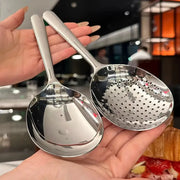 Heavy Duty Stainless Steel Serving Spoon With Heat Resistant Short Handle Drain Holes For Commercial And Home Kitchens