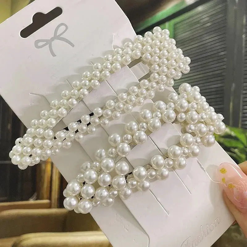 Korean Inspired Luxe Pearl Hair Clips With Geometric Alloy And Plastic Pins For Women Secure Fashion Accessory