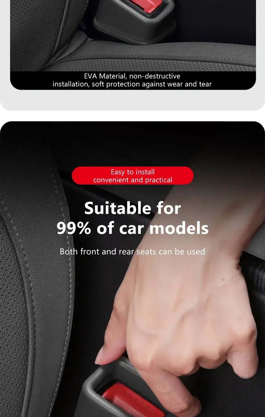 Car seat belt slot fixer 2-pack by Simples Market, silicone anti-slip belt buckle holders