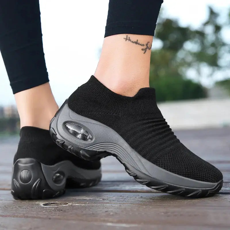 StrideEase Womens Walking Trainers Fly Weave Sock Sneakers Breathable Air Mesh Uppers Slip On Comfort