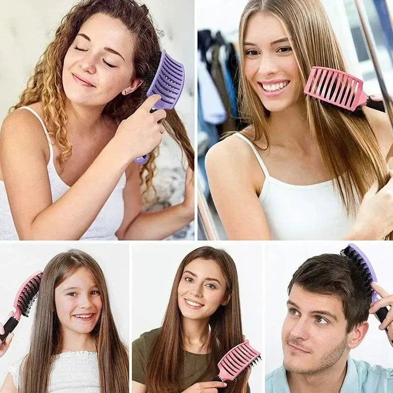 Hair Brush With Scalp Massage Comb Boar Bristle Nylon Detangling For Wet Curly Hair Women Hairdressing Styling Tool