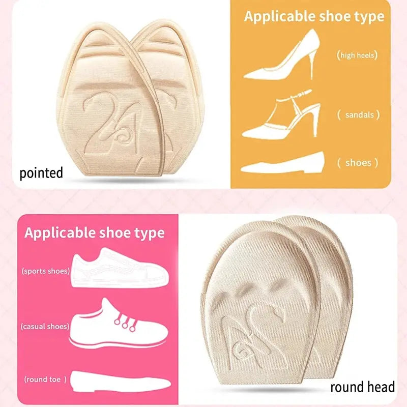 FootEase Forefoot Pad Half Insoles Non Slip Cushion For Pain Relief And Size Reduction In High Heels