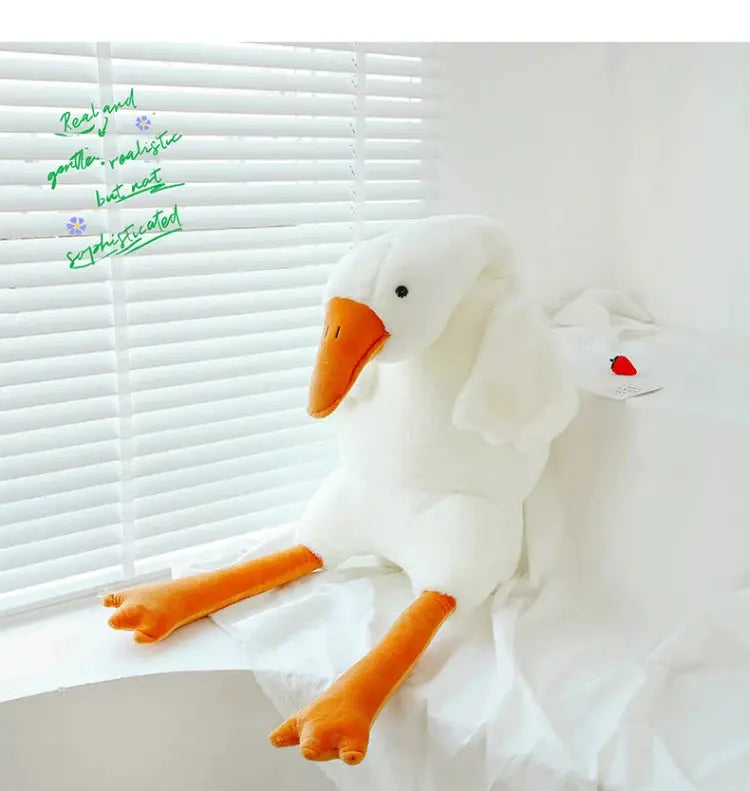 90 to 190cm Large White Goose Plush Throw Pillow Toy For Bed Decor Gift For Girls Cozy Sleep Companion