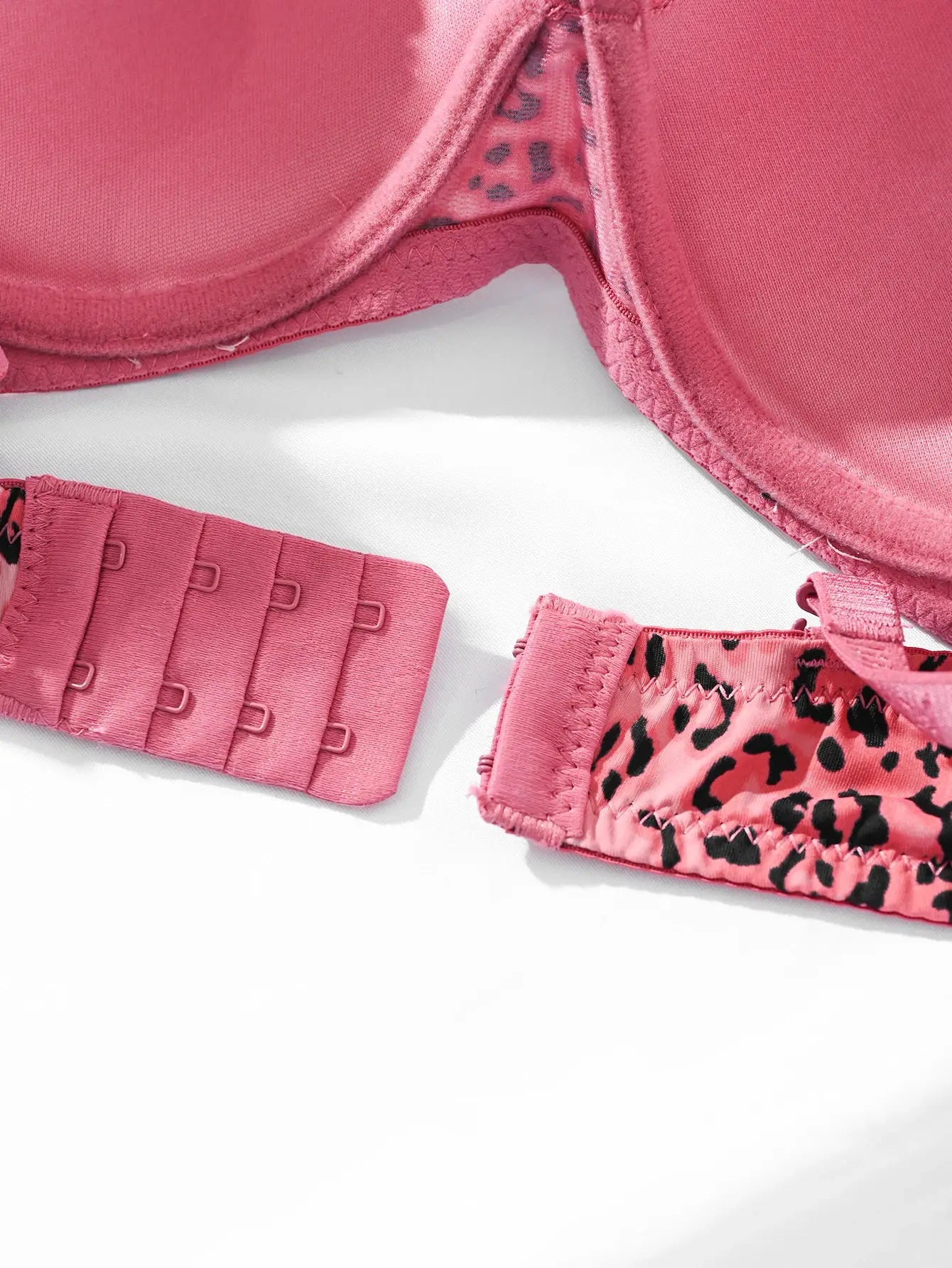 Push-up bra Diana Rose leopard print, pink fabric with steel ring, B cup, Simples Market