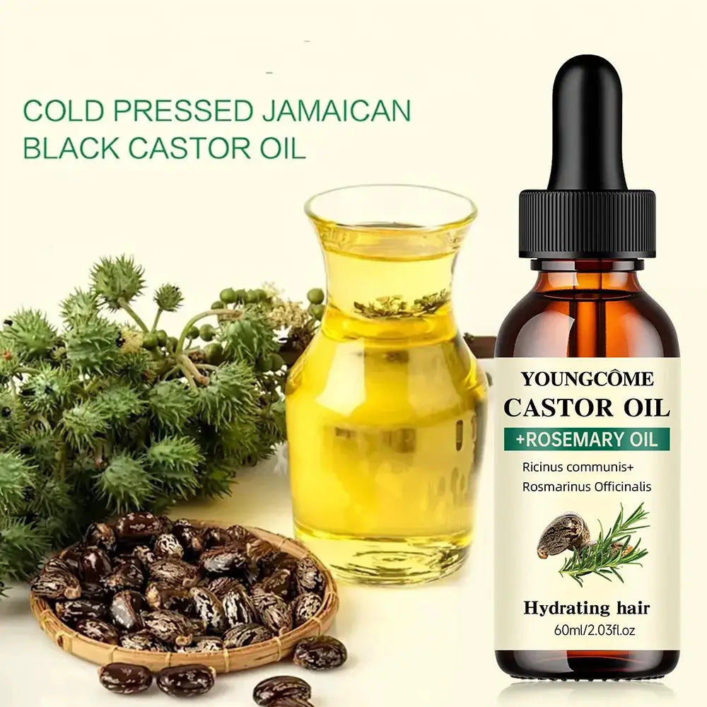 Castor Oil and Rosemary Oil Hair Growth Oil for Thicker Hair Shine and Reduced Hair Loss and Split Ends