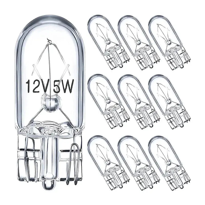 10 Pack T10 W5W 194 501 Glass Signal Car Bulbs 12V 5W 3W Single Filament For Auto Lighting