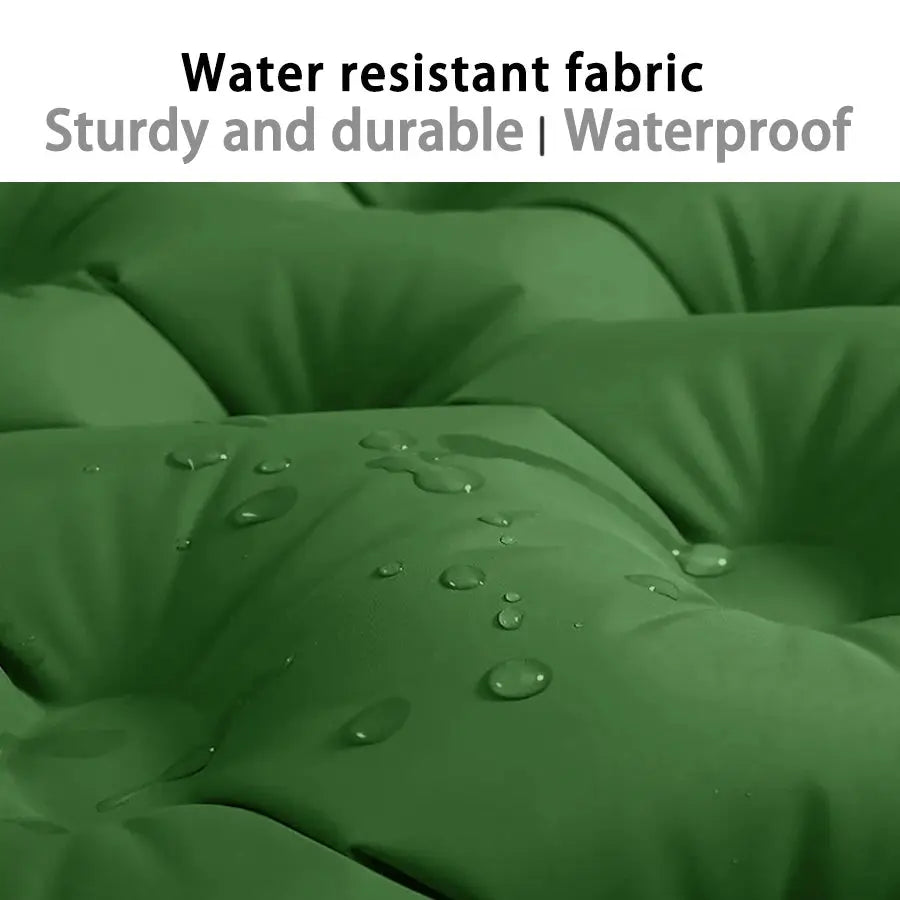 Double air mattress camping bed, green waterproof inflatable with built-in pump