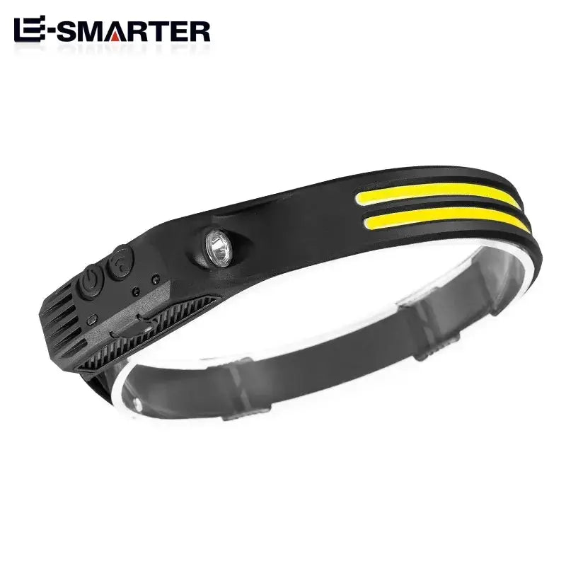 TrailTech Rechargeable LED Headlamp With Built In Battery 6 Modes Motion Sensor COB Sensor Waterproof