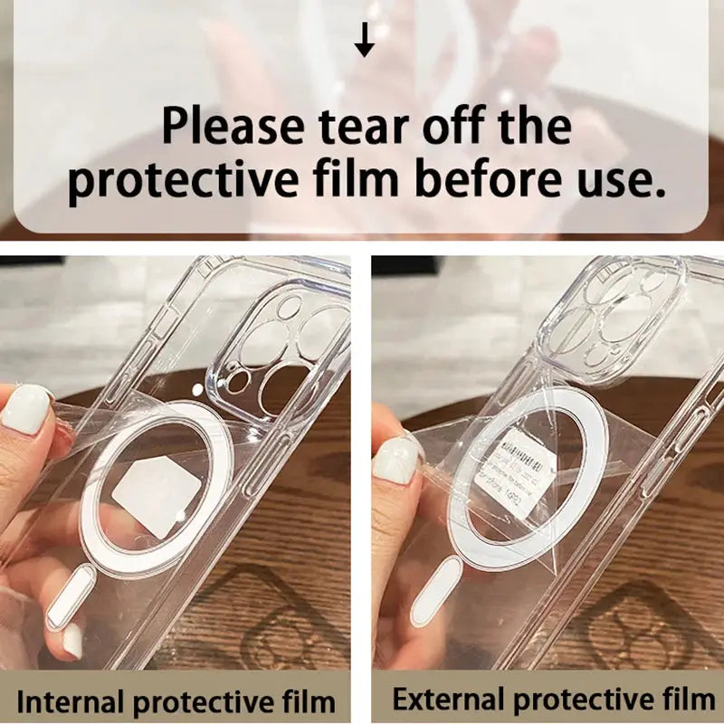 Magesafe Transparent MagSafe Compatible Case For iPhone 11 To 17 Pro Max Wireless Charging Shockproof Cover