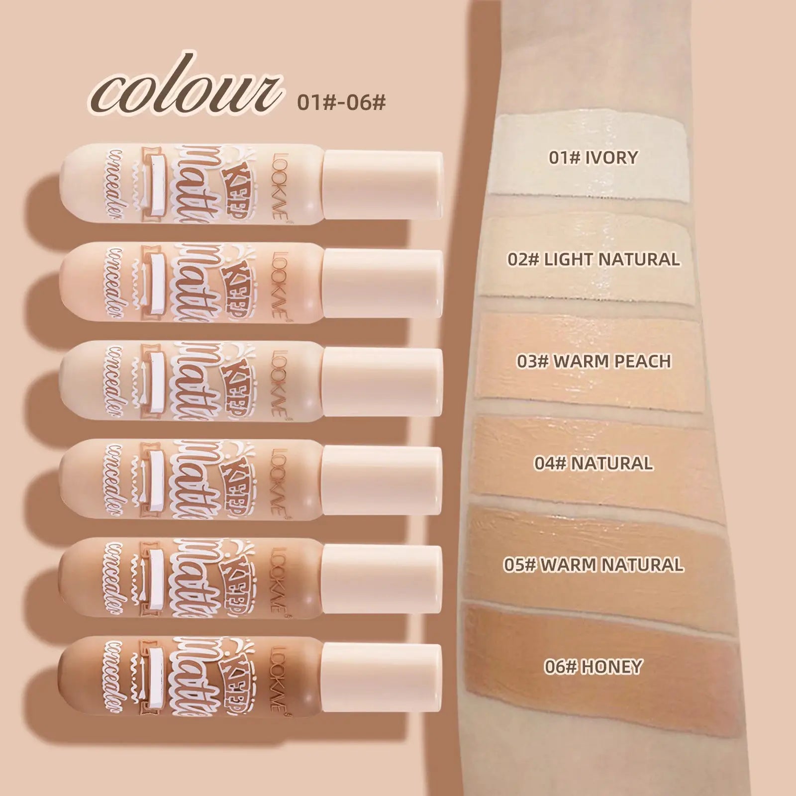 Liquid Concealer Stick Foundation 6 Color Moisturizing Full Coverage for Acne and Dark Circles Natural Matte Makeup