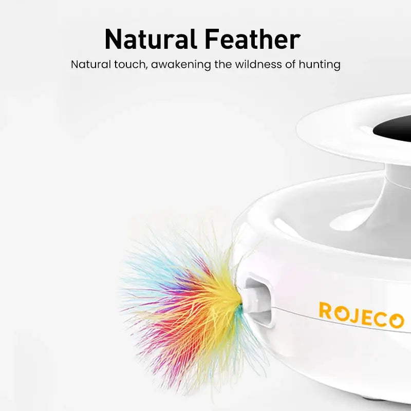 Rojeco 2 In 1 Smart Cat Toy Automatic Feather And Interactive Ball With 5 Modes Electronic Pet Toy
