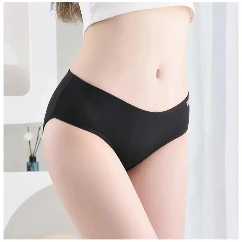 Panties 7-pack by Simples Market, black cotton breathable underwear for women