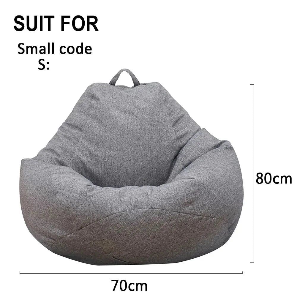 Bean bag lounger chair in gray linen, without filler, 70x80 cm