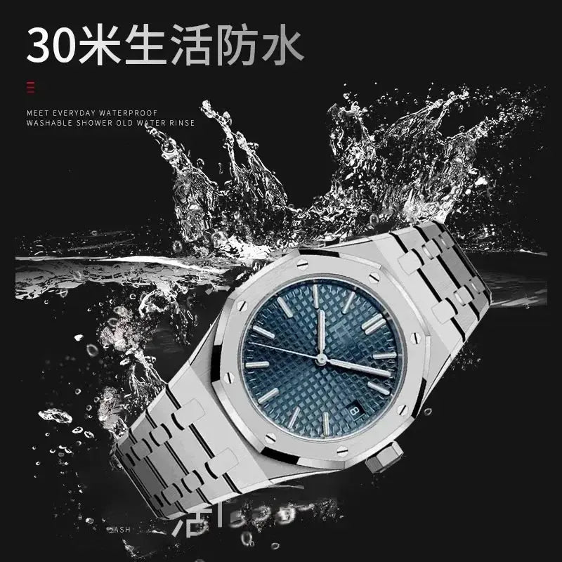 Men's watch Simples Market stainless steel bracelet with blue textured dial