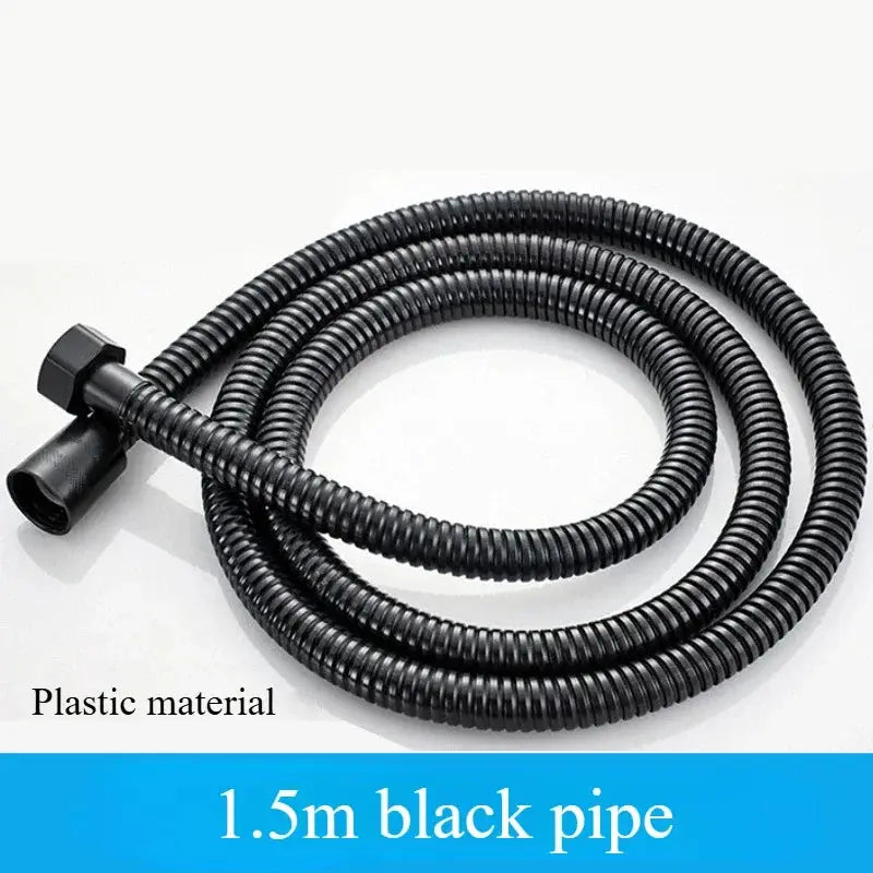 Shower hose 1.5m black plastic with connector, Simples Market