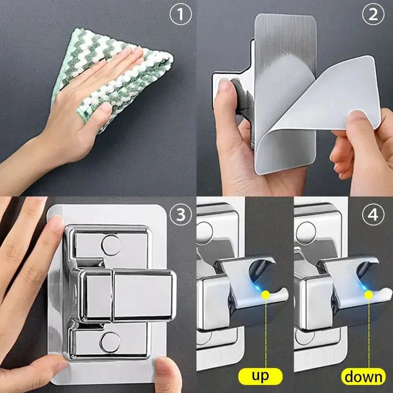 Shower head holder wall mount, adjustable, self-adhesive, chrome Simples Market