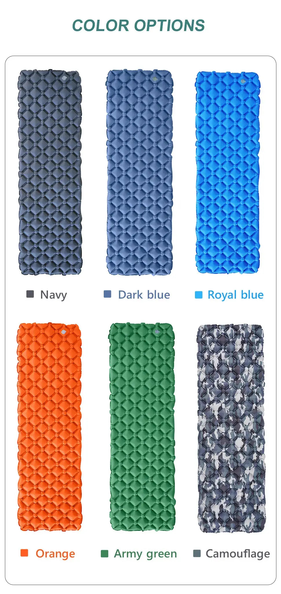 WESTTUNE Camping Sleeping Pad ultralight inflatable mattress by Simples Market; 6 color options