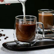 150-350ml Double Wall Borosilicate Glass Mug With Handle Coffee Cup