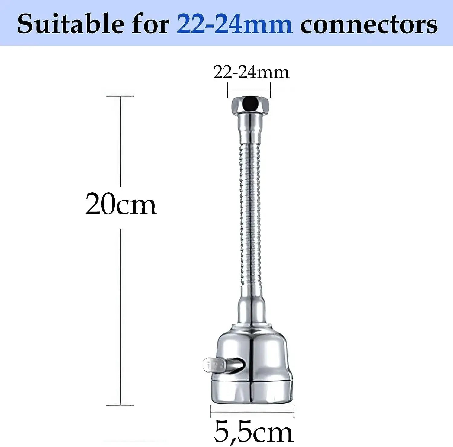 Simples Market chrome 2/3-mode universal faucet adapter for 22-24mm connectors, 360° rotation
