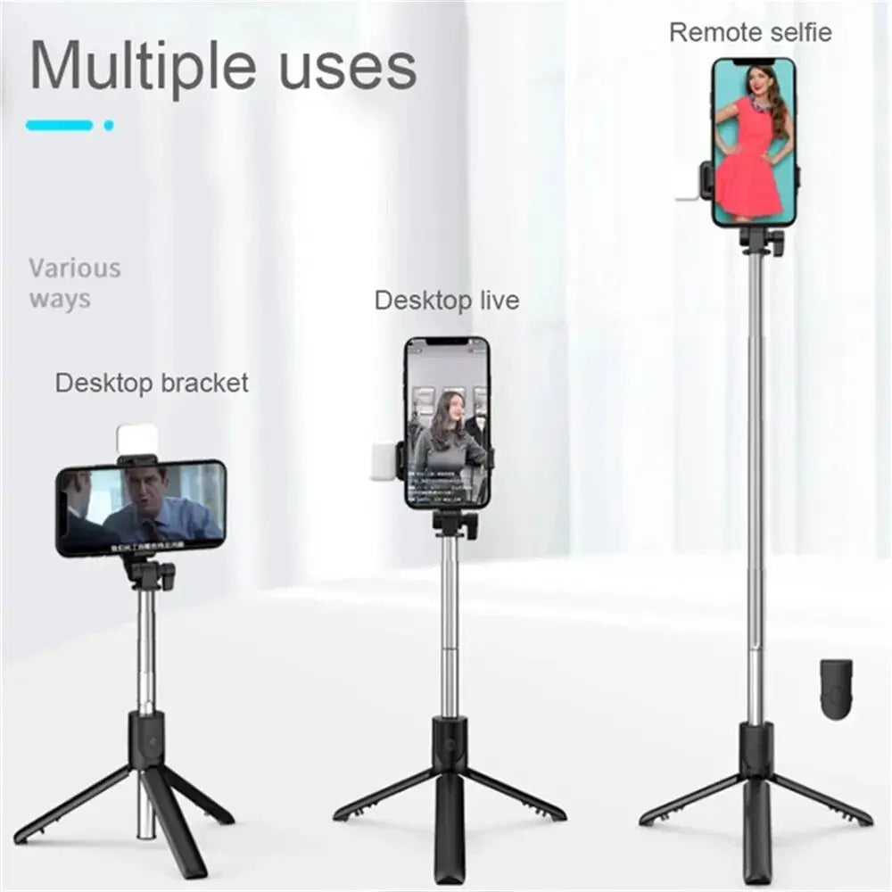NovaFlex Portable Bluetooth Selfie Stick Tripod With Remote Shutter And Fill Light Extends To 29 Inches