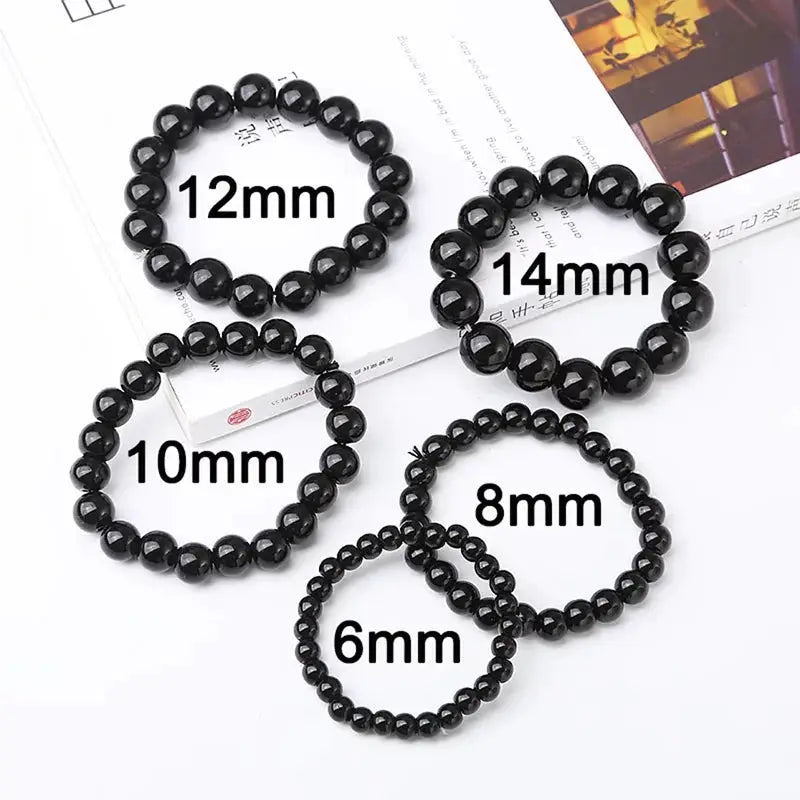 Nature Black Obsidian Onyx Beaded Bracelet For Men Unisex Natural Stone Handmade Yoga Meditation Jewelry