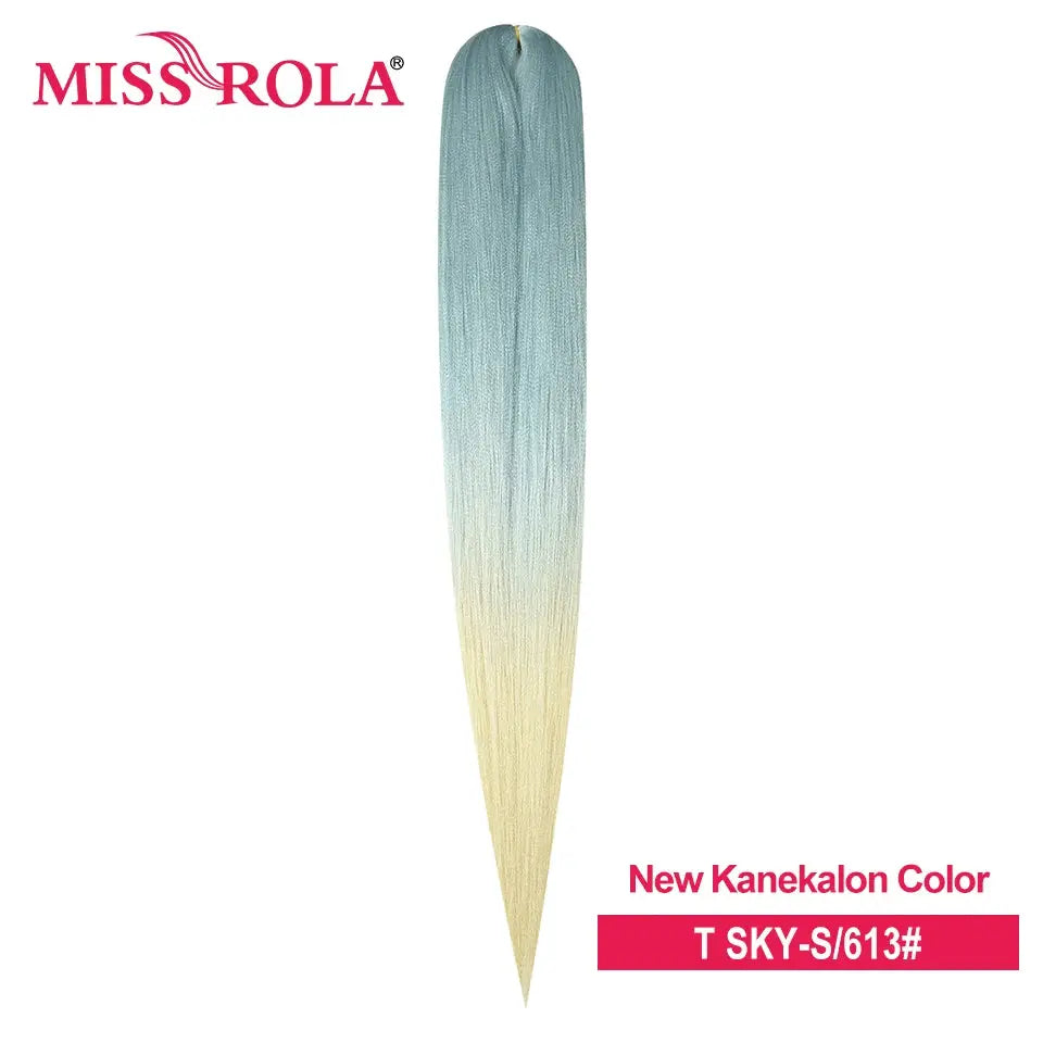Miss Rola synthetic jumbo braiding hair, 6-piece pre-stretched Kanekalon, blue-to-blonde ombre (613)