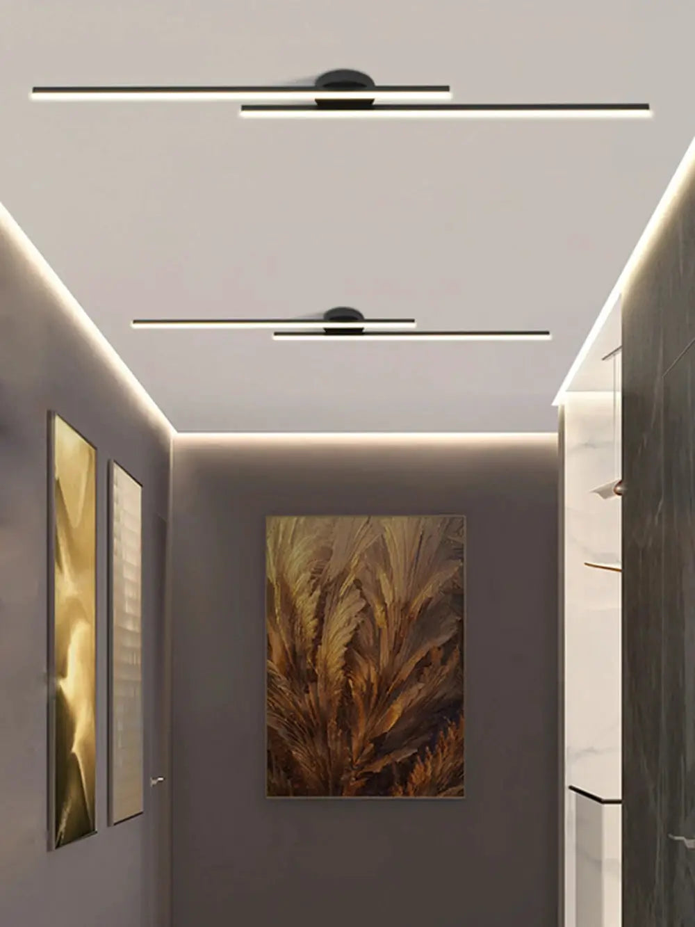 Modern dual-bar LED ceiling light, Simples Market, black finish, 60/80 cm for bedroom or living room