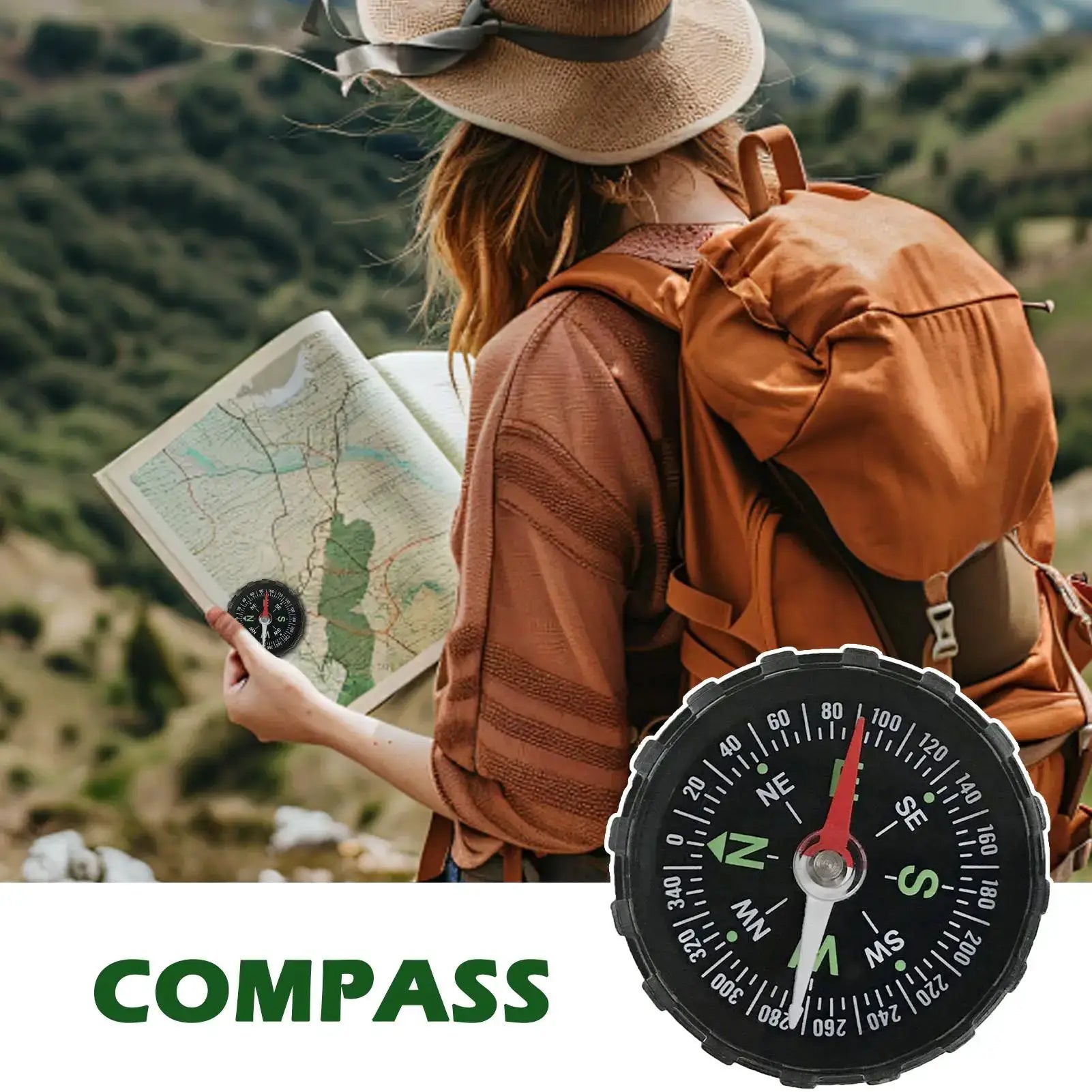 Waterproof hiking compass by Simples Market with black dial and multifunction sighting for outdoor navigation