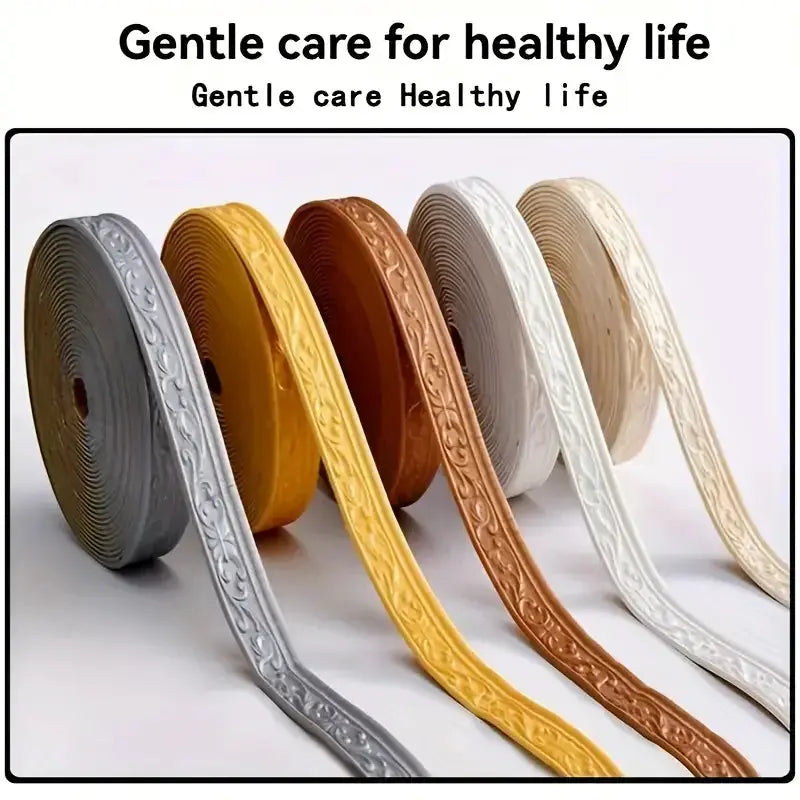 Wall border trim by Simples Market; 5 rolls, 3D self-adhesive border tape, 230x8 cm, gray/yellow/brown/white/beige
