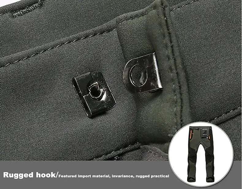 Simples Market JNLN men's thick warm fleece hiking pants with rugged hook waistband, black soft-shell rain trousers