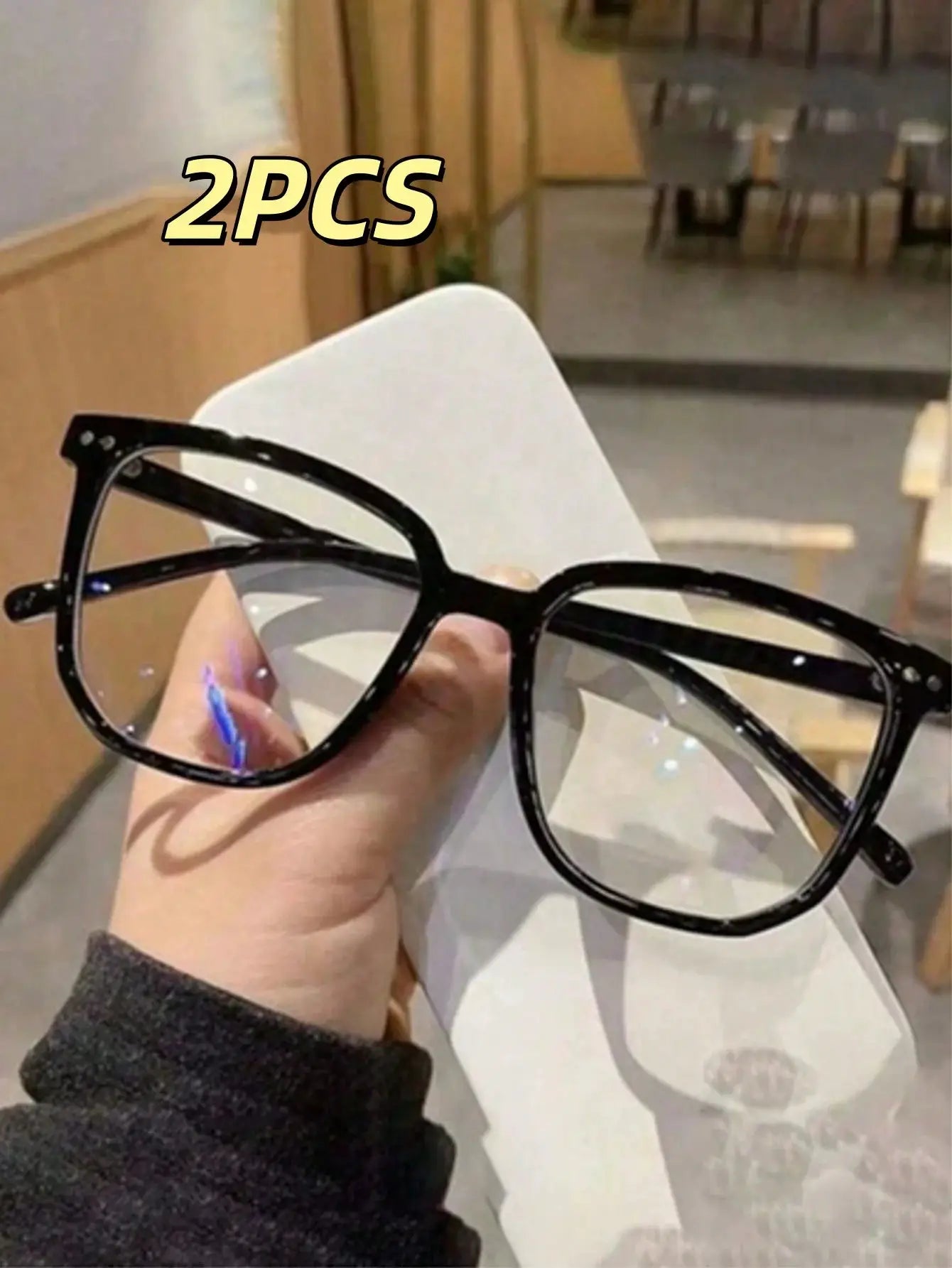 GlareGuard 3 Pairs Universal Fashion Glasses Set Square Frames Blue Light Blocking Lenses