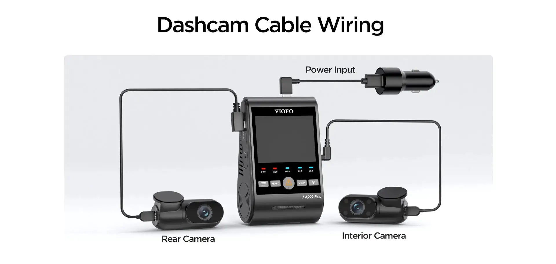 VIOFO A229 Plus car dash cam with front, interior and rear cameras, 2K HDR, 5GHz Wi‑Fi, GPS