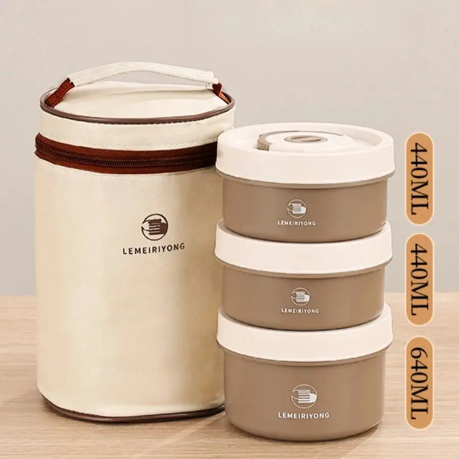 Portable Insulated Stainless Steel Lunch Box Set With Stackable Bento Compartments For Fresh All Day Meals
