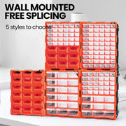 Simples Market AIRAJ modular 18/39/60-drawer plastic storage box set in orange with transparent drawers