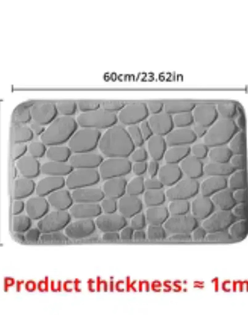 LuxNest Memory Foam Embossed Velvet Carpet Mat Non Slip Cobblestone Design For Bathroom And Living Room