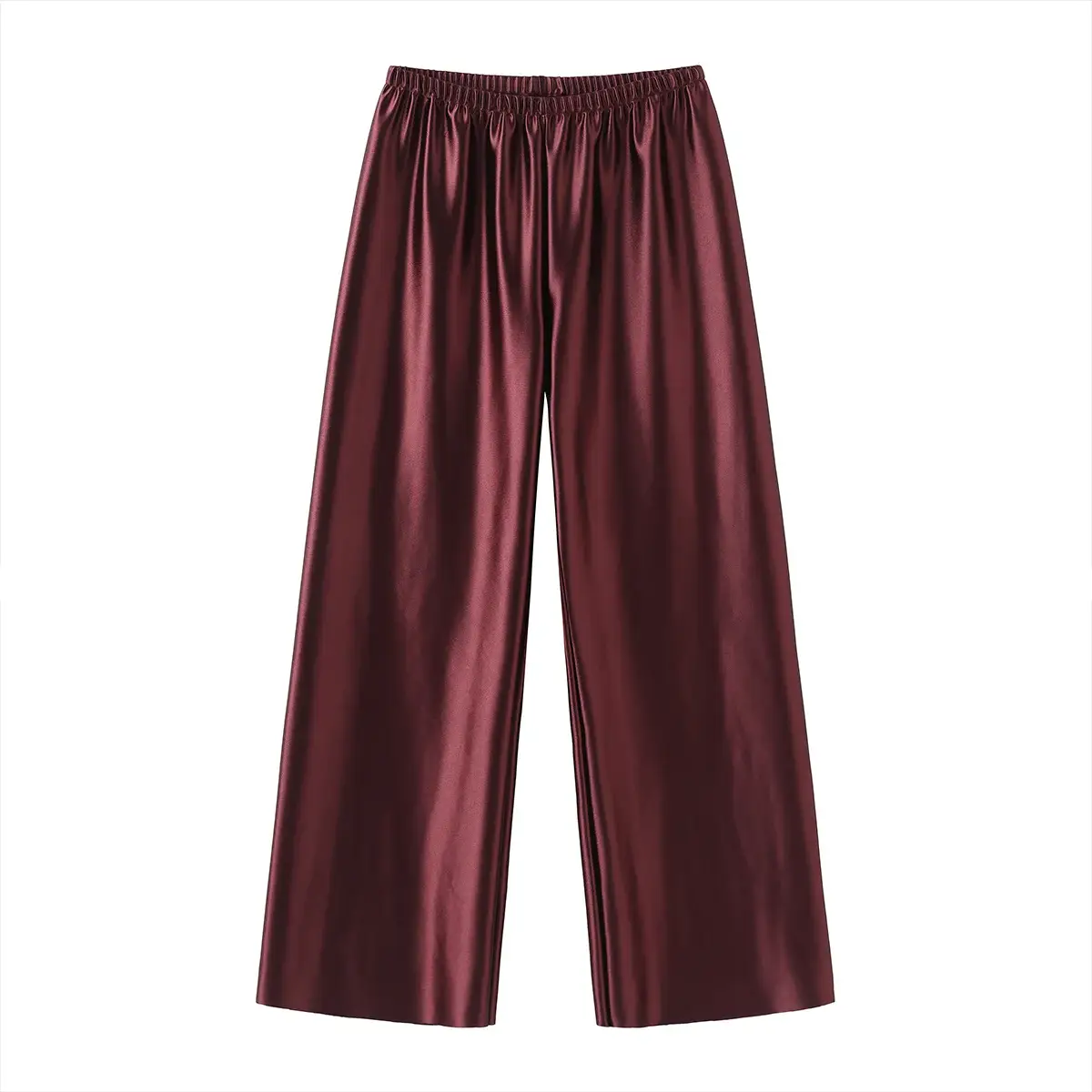 VelvetBloom Satin Wide Leg Pants With High Waist Elastic Closure For All Day Comfort And Elegant Summer Style