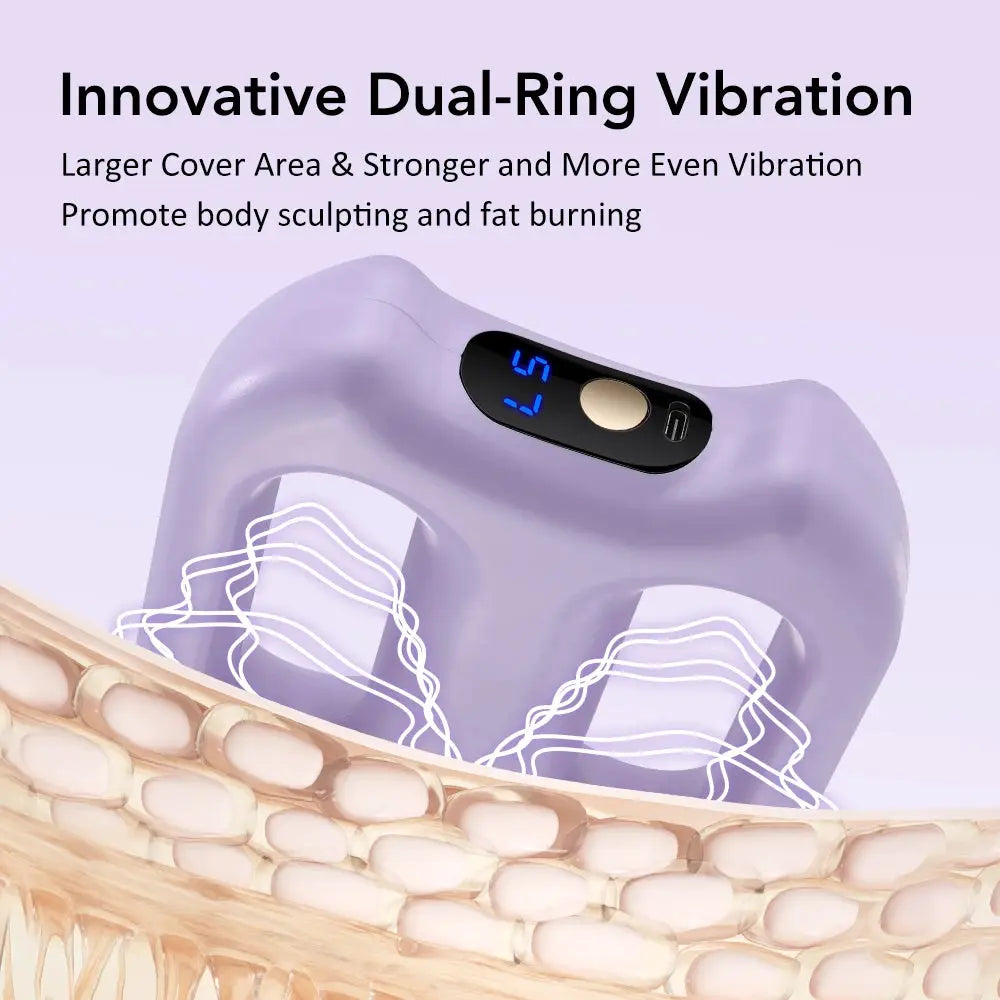 Portable Vibration Dual-Ring Fascia Massager by Simples Market in purple with digital display
