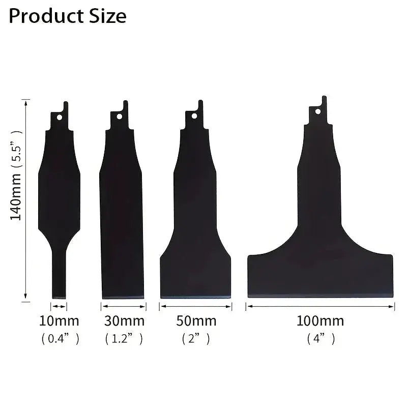 4 Piece Heavy Duty Reciprocating Saw Blade Set For Steel Tile Putty Removal Wall Scraping