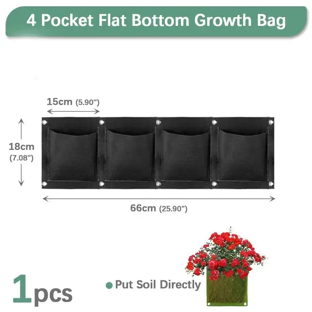 Wall Hanging Pockets Planting Bags Vertical Garden Planter Indoor Outdoor Use Home Decor Grow Bags