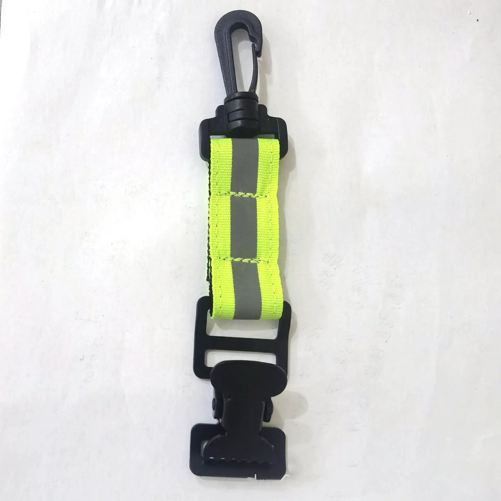 Simples Market firefighter glove strap with neon yellow webbing, gray reflective stripe and black clip