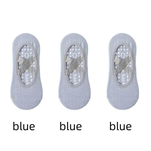 Three Pairs Professional Women Yoga Socks Silicone Anti Slip Backless Breathable Bandage For Yoga Pilates Ballet Sport