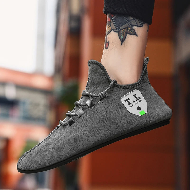 YRZL Mesh Loafers for Men, grey breathable mesh upper with non-slip sole
