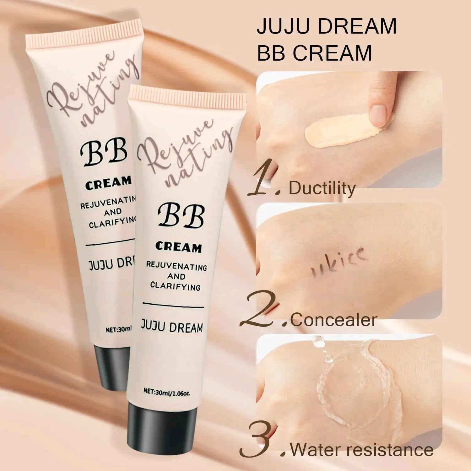 Juju Dream BB Cream Primer and Foundation for Dry Skin Moisturizing Oil Control Long Lasting Dewy Finish