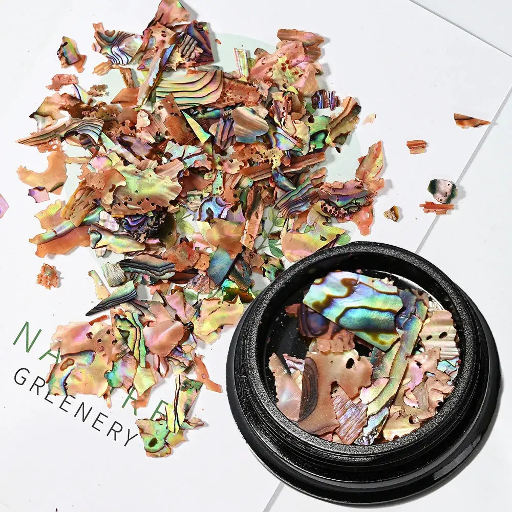 Aurora Abalone Shell Flakes Nail Charms 3D Irregular Slice Sequins Iridescent Natural Shell Shimmers For Nail Art