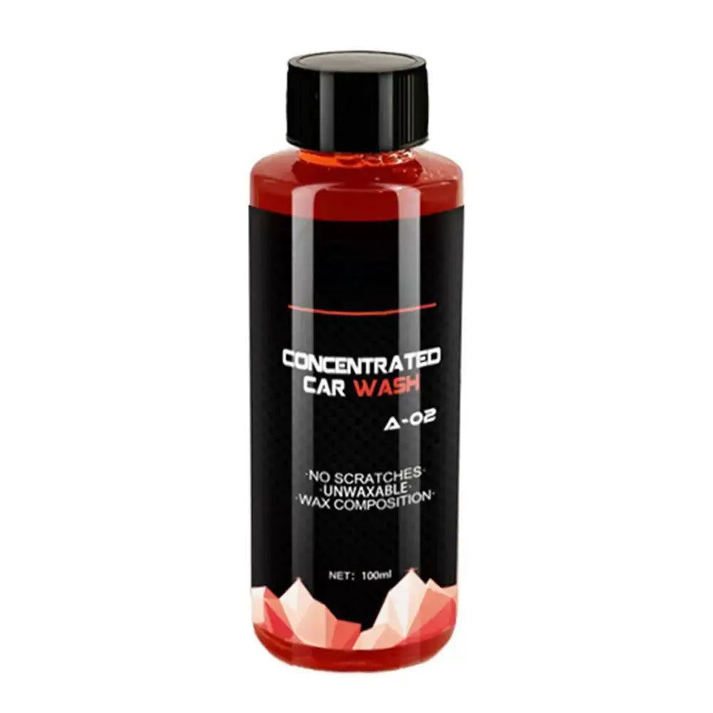 Concentrated car wash foam liquid bottle, 100ml, red liquid with black label and A-02