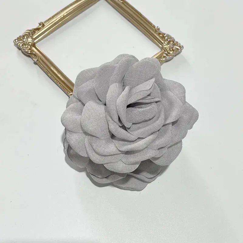 Maison Rose French Fabric Rose Hair Claw Clips Durable Plastic With Delicate Floral Pattern For Women And Girls