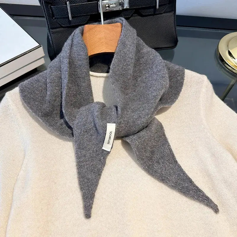 British Korean Triangle Scarf 100 Percent Wool Multifunctional Warm Knitted Headscarf For Women
